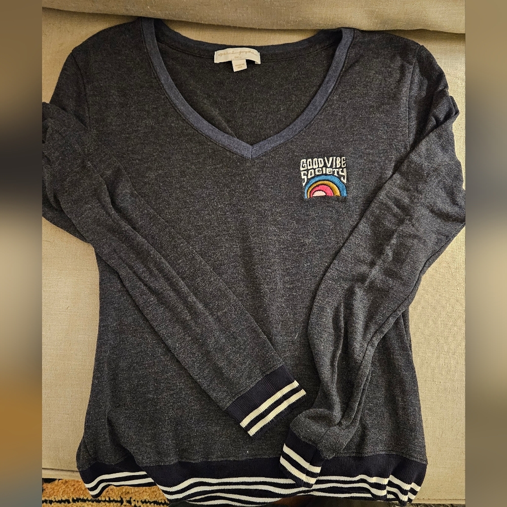 Spiritual Gangster V neck Varsity Sweater